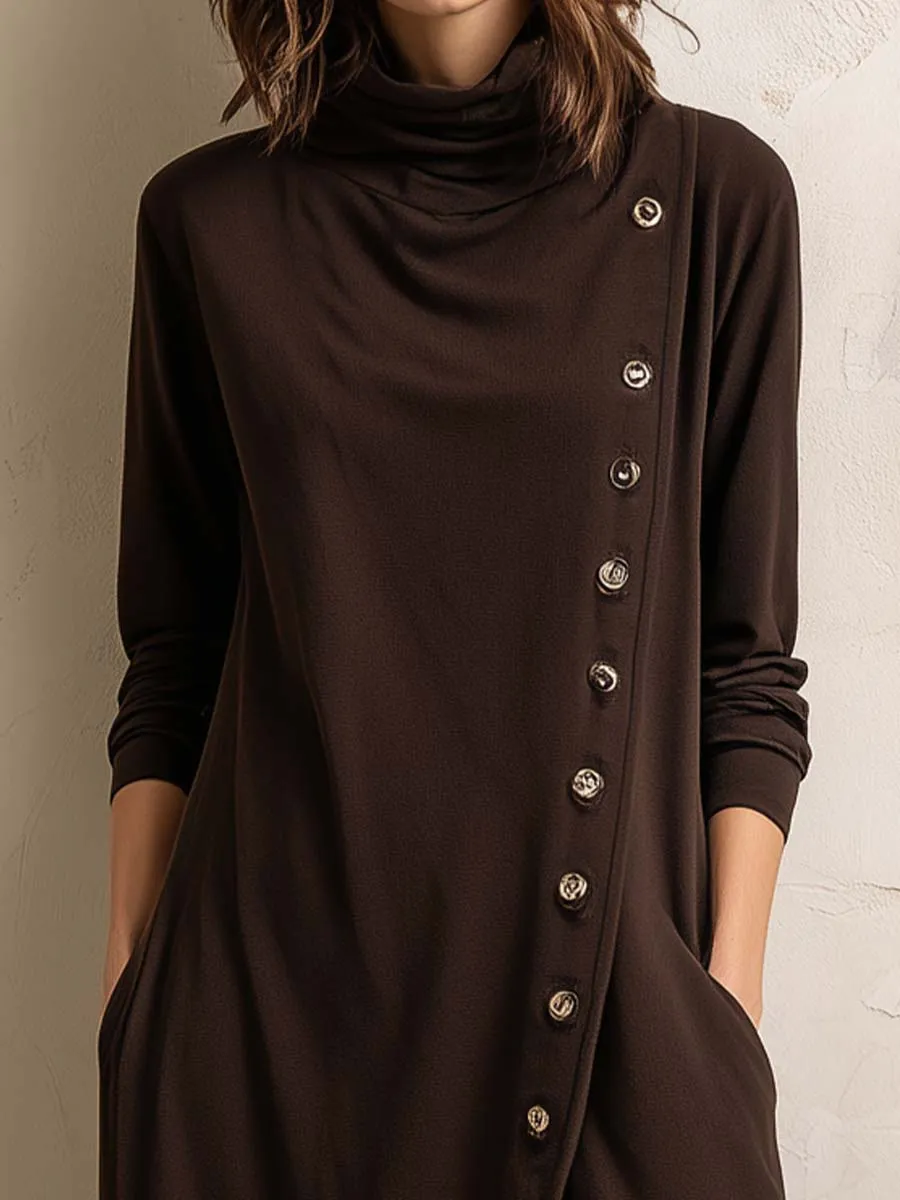 Boho-Inspired Midi Dress With Side Button Placket