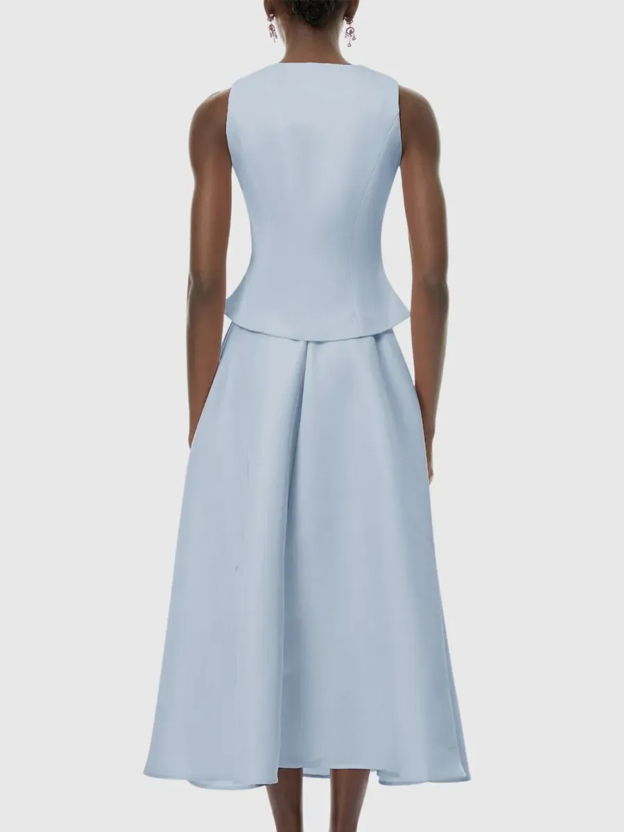 Devora Crystal Embellished Vest & Midi Skirt Set