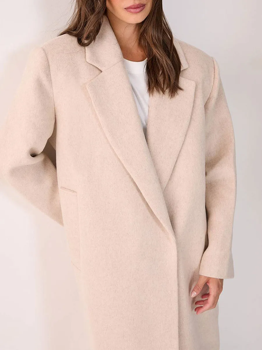 Women's Casual Style Solid-Color Long Coat