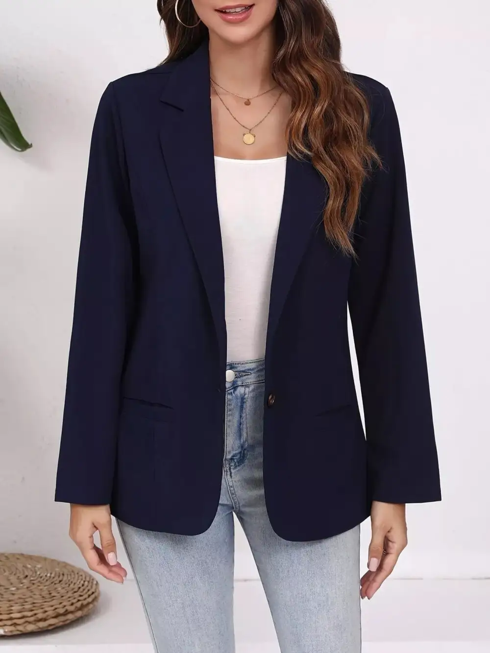 Plus Size Lapel Collar Single-Button