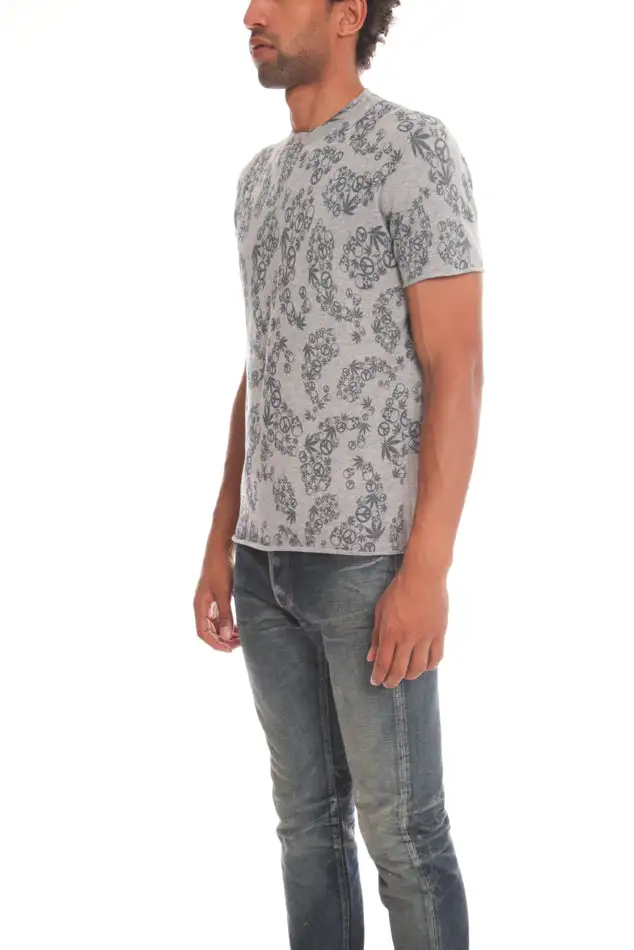 Short Sleeve Cotton Paisley T-Shirt