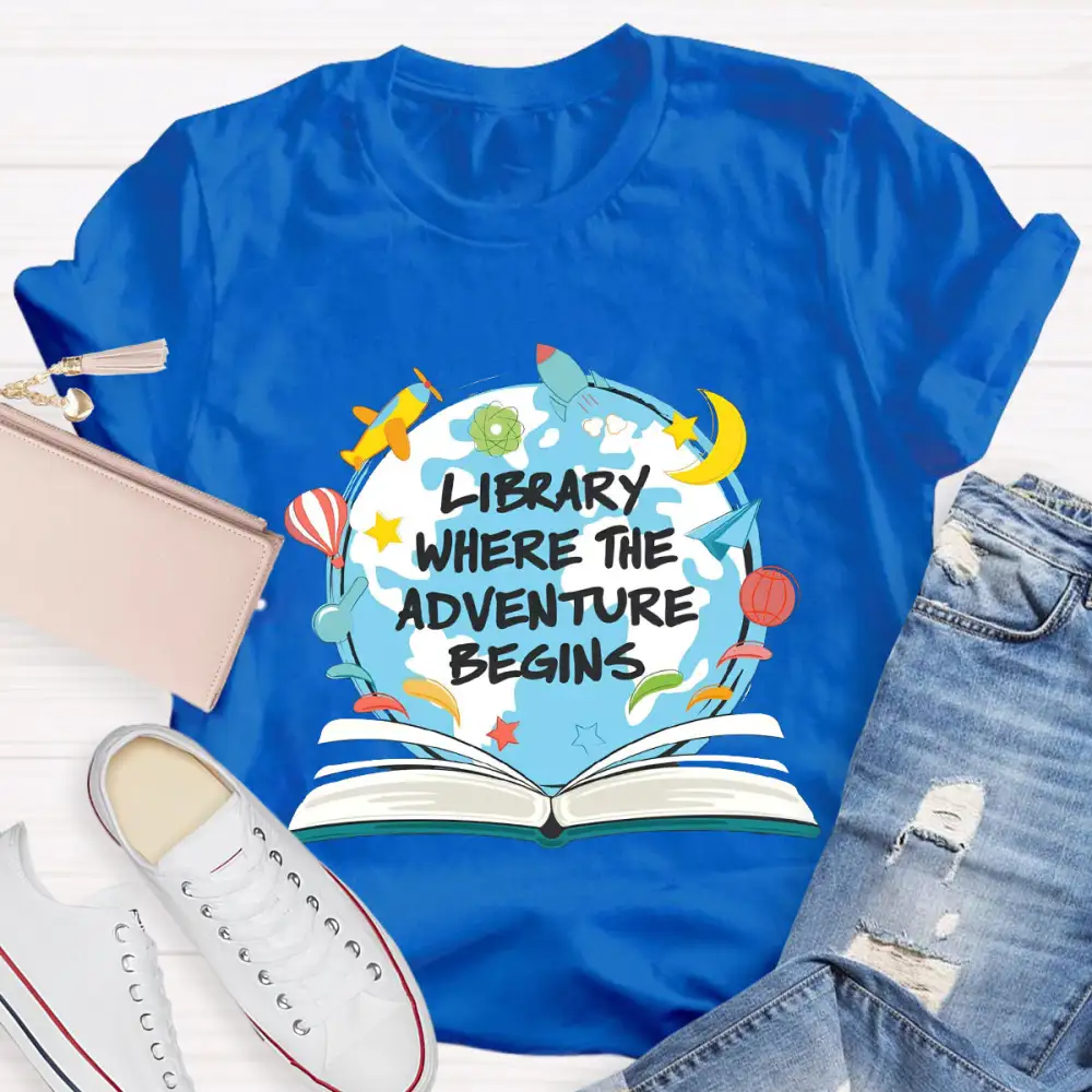 Library Where The Adventure Begins T-Shirt