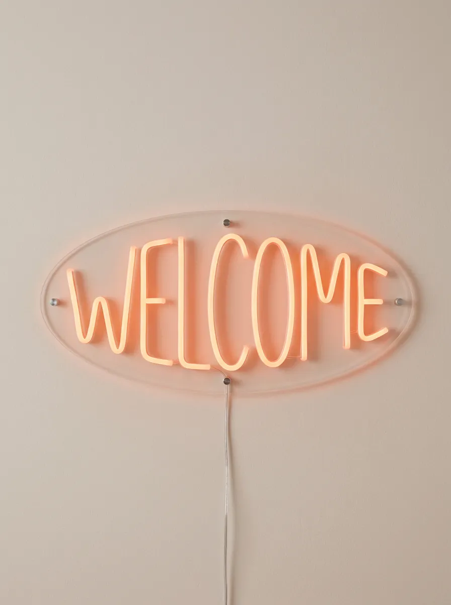 Compact Script Welcome Neon Sign
