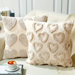 2 Pcs Heart-Patterned Throw Pillow