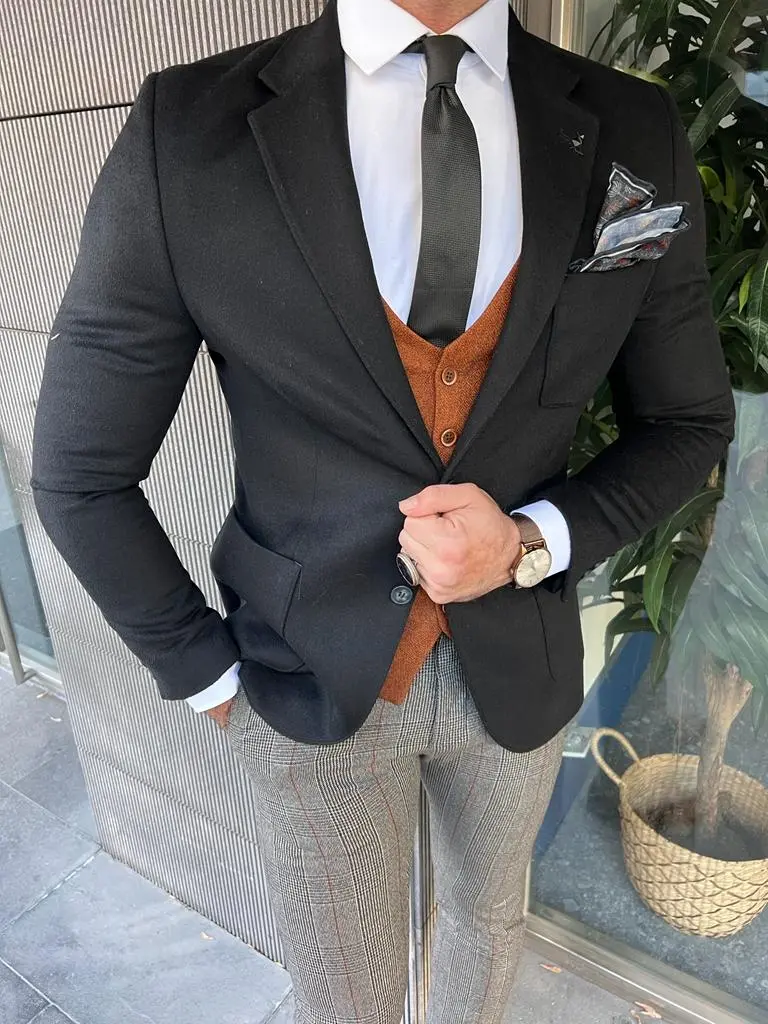 Classic Slim Fit  Italian Fabric Stamped Blazer