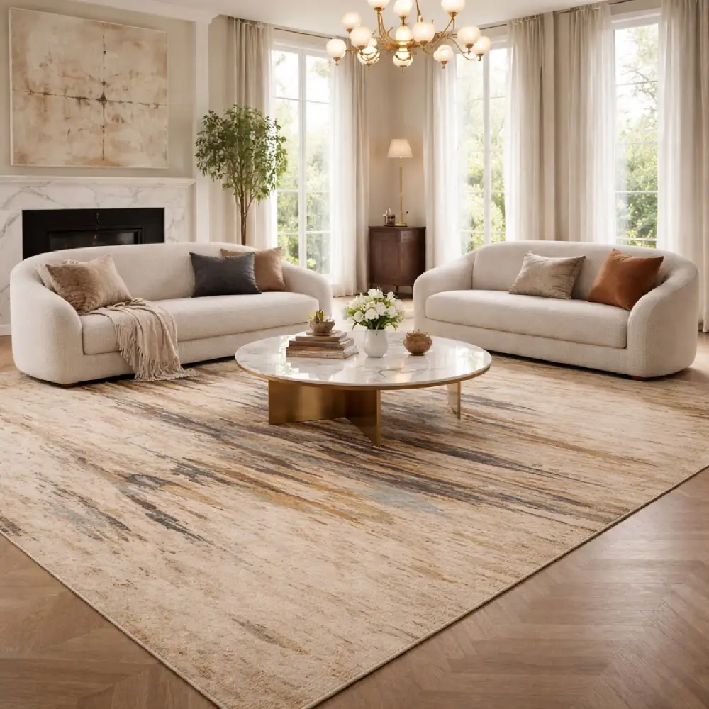 Textured Viscose Wool Blend Carpet