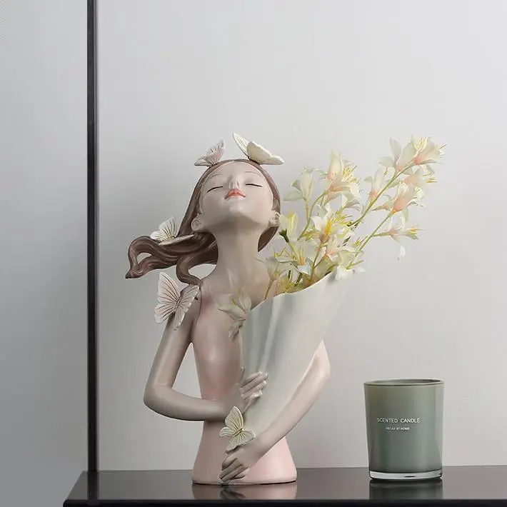 Graceful Girl Vase Sculpture