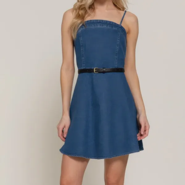 Belted Cami A-line Mini Dress