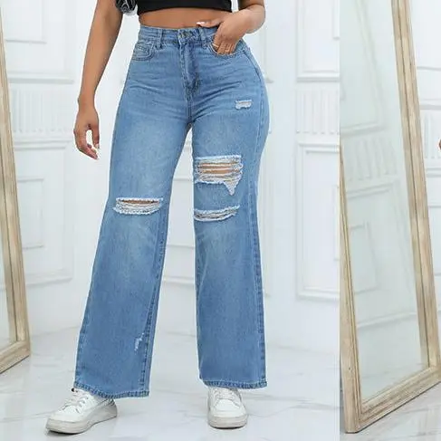 Ripped Wide Leg Jeans