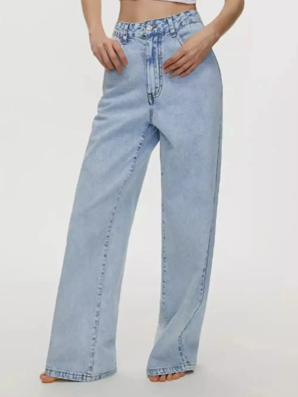 High Rise Fluid Denim Jeans