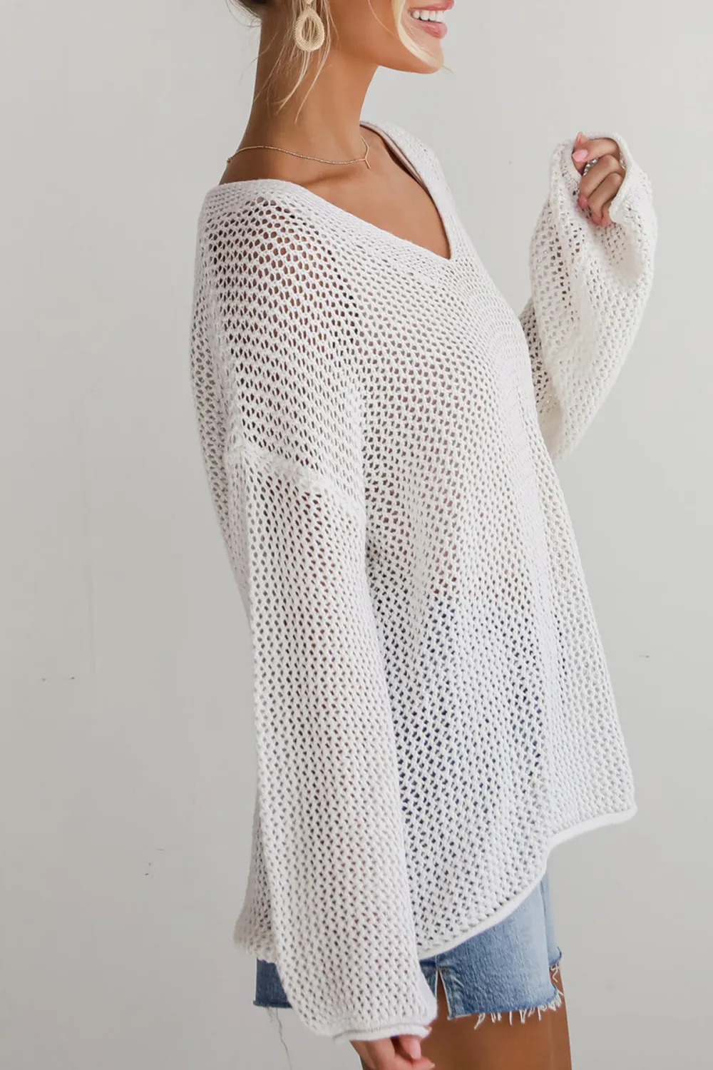 Ivory Open Knit Sweater