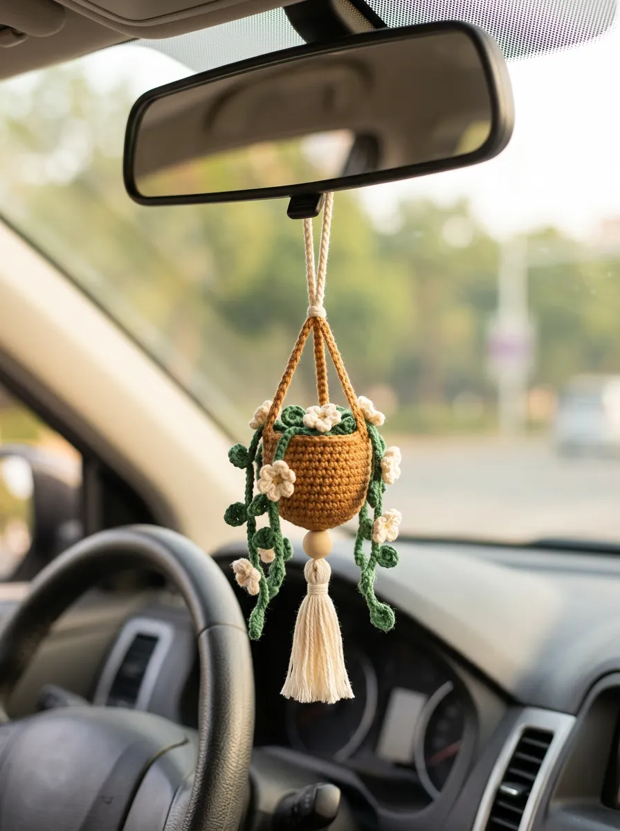 Floral Rearview Mirror Hanging Ornament
