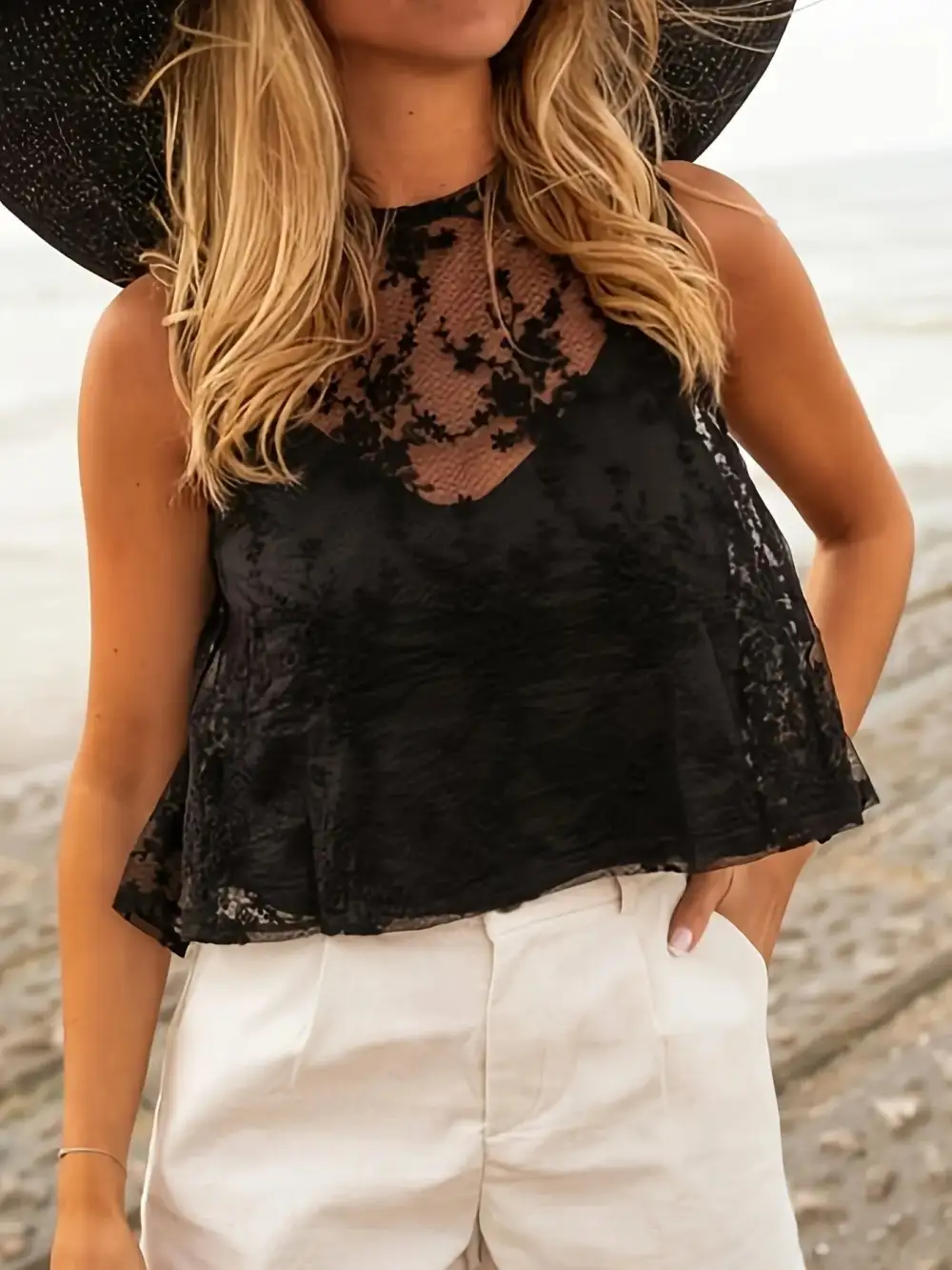 Lace Tie-Back Tank