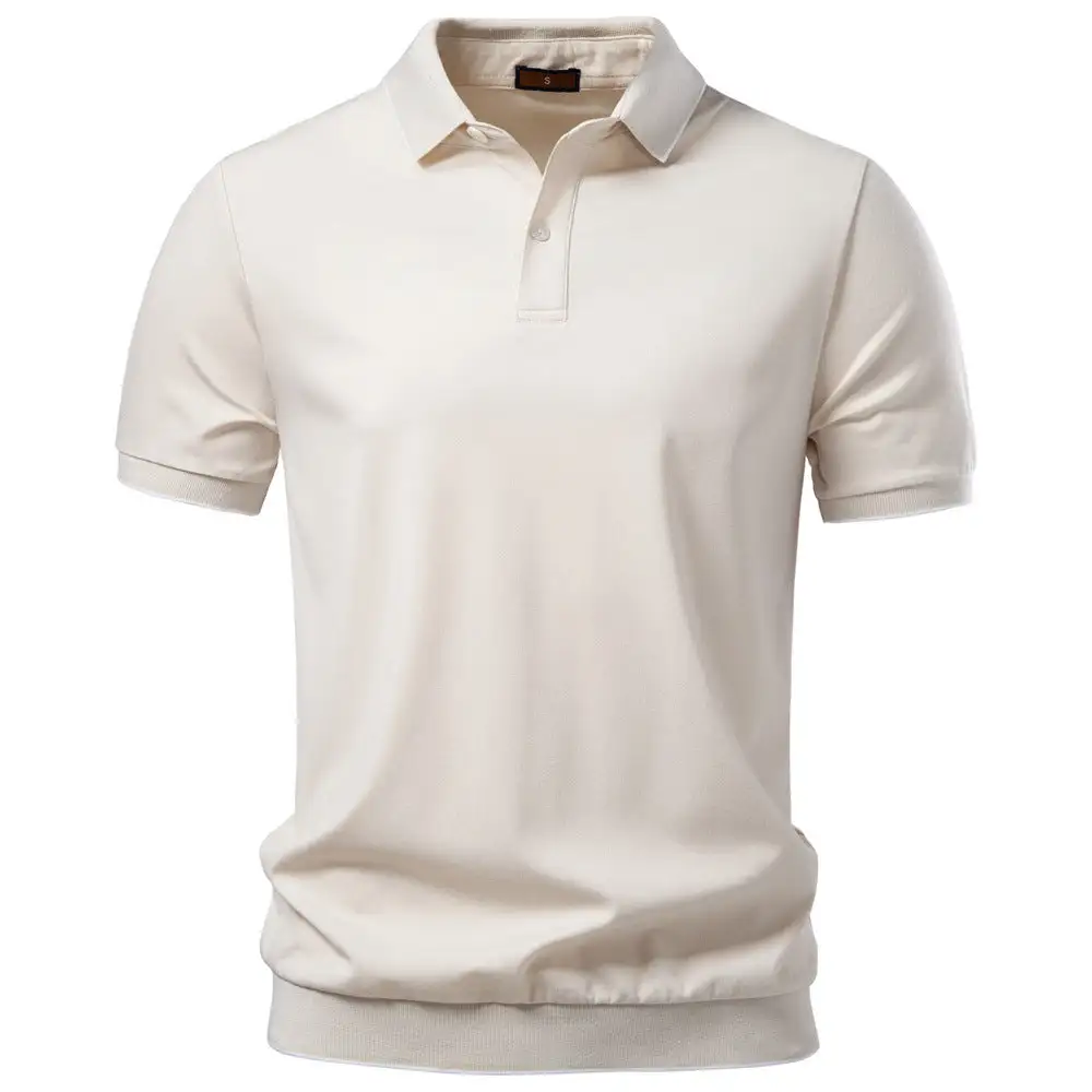 Ribbed Short Sleeve Cotton Polo Shirt