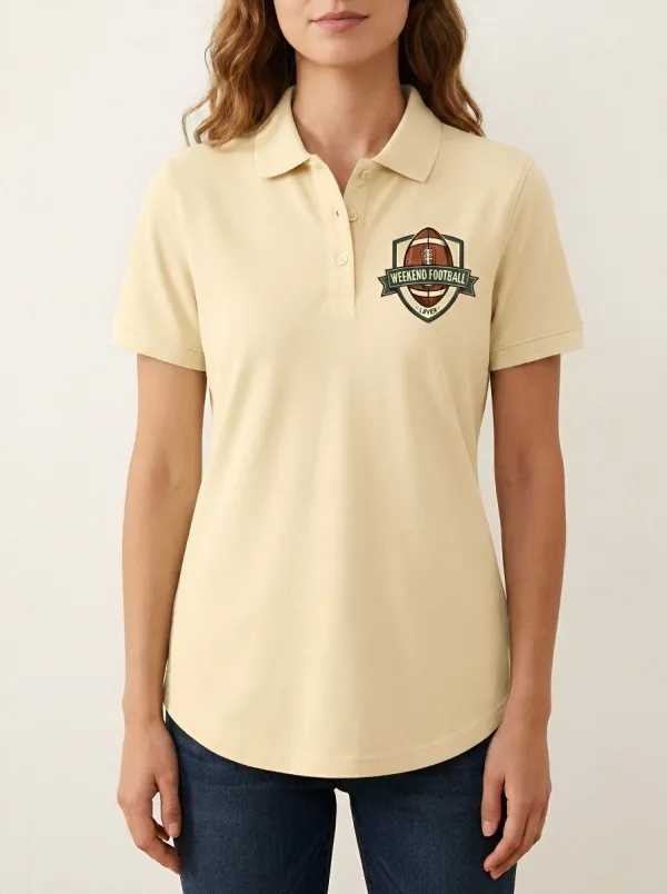 Women's Weekend Football Lover Shield Printed Polo Shirt
