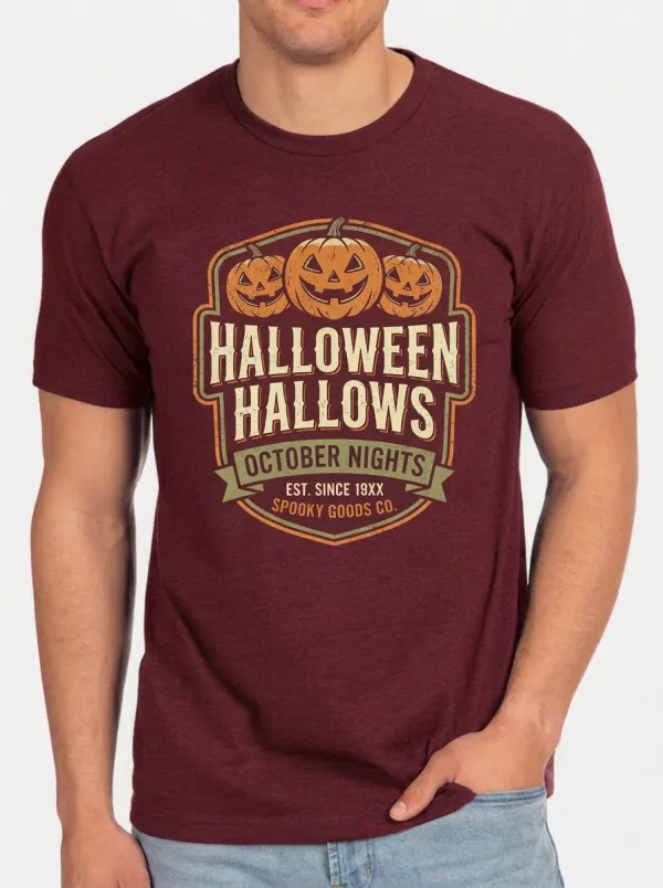 Men's Halloween Pumpkin Hallows October Nights Printed T-shirt
