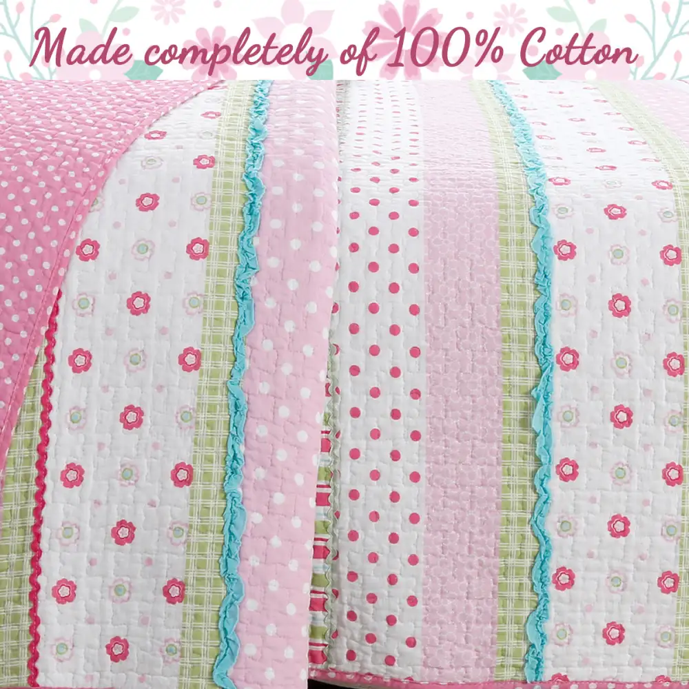 Cotton Floral Striped Patchwork Sheet Bedding Set