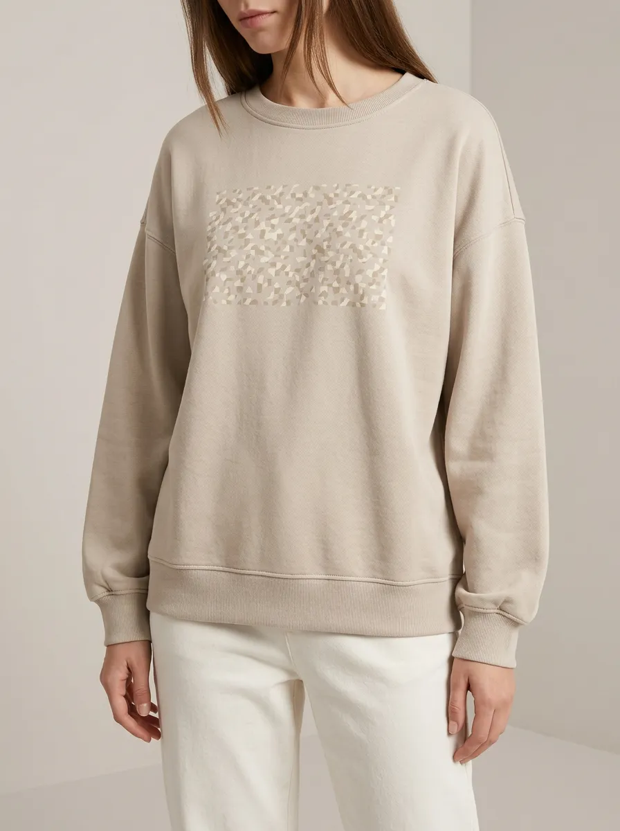 Women's Geometric Pattern Printed Minimalist Sweatshirt