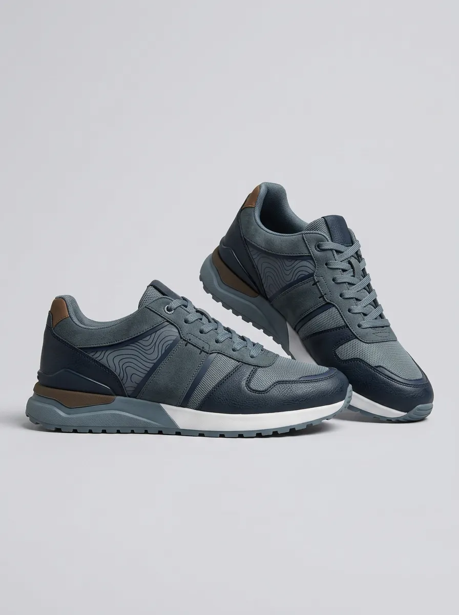 Men's Modern Casual Outdoor Topographic Pattern Print Sneakers