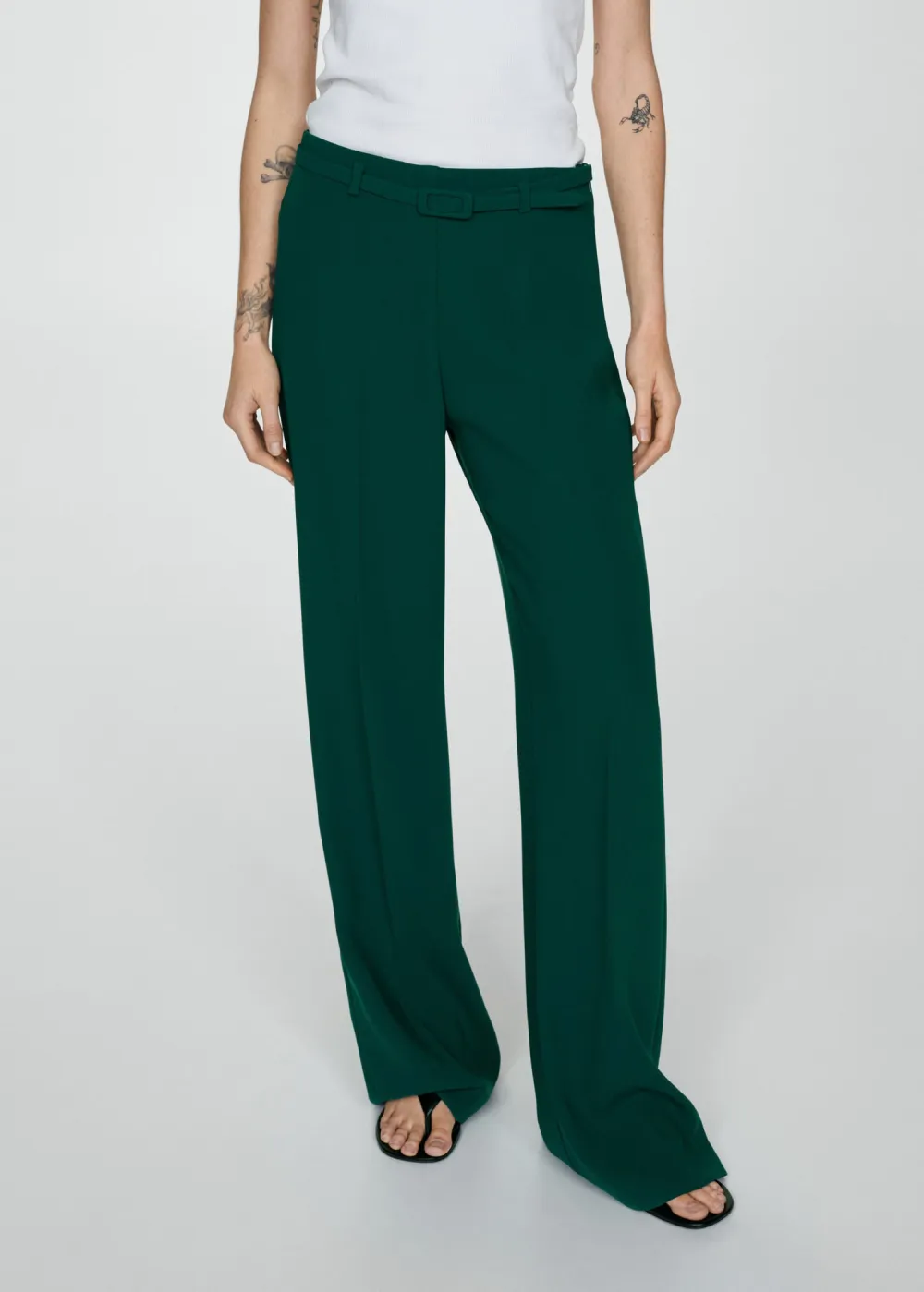 Wideleg Pants With Belt