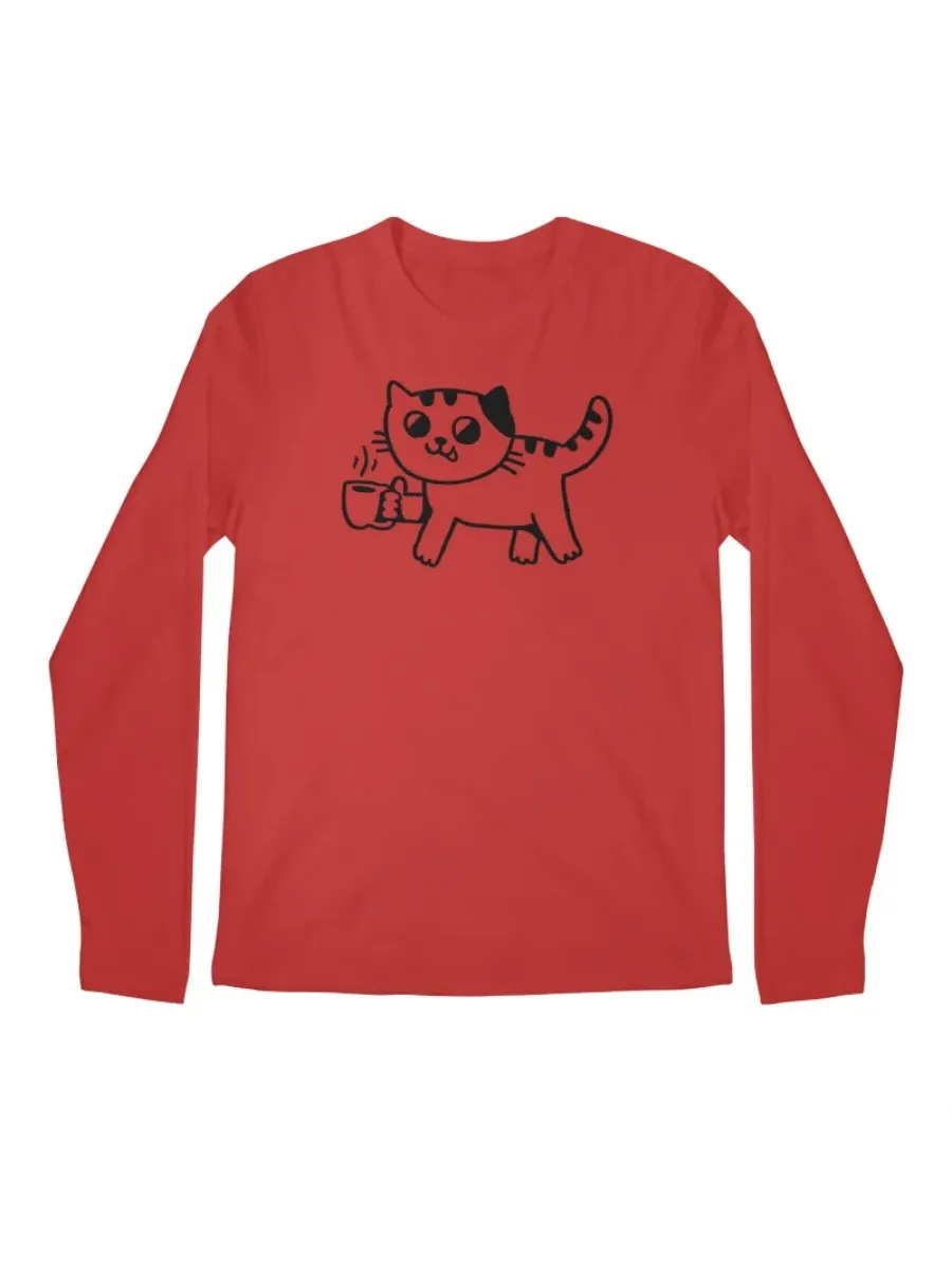 Minimalist Cat Coffee Graphic T-Shirt