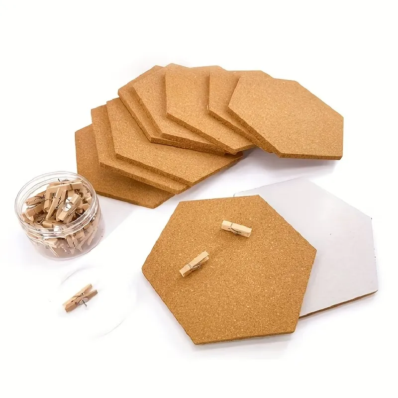 2 Pcs Hexagonal Cork Board Tiles