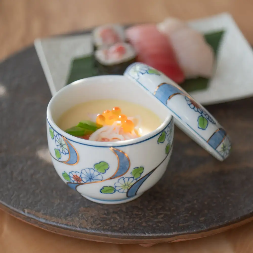 Hand-Painted Chrysanthemum Steamed Egg Bowl