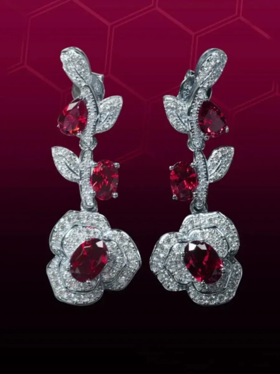 Scarlett Crystal Rose & Leaf Drop Earrings