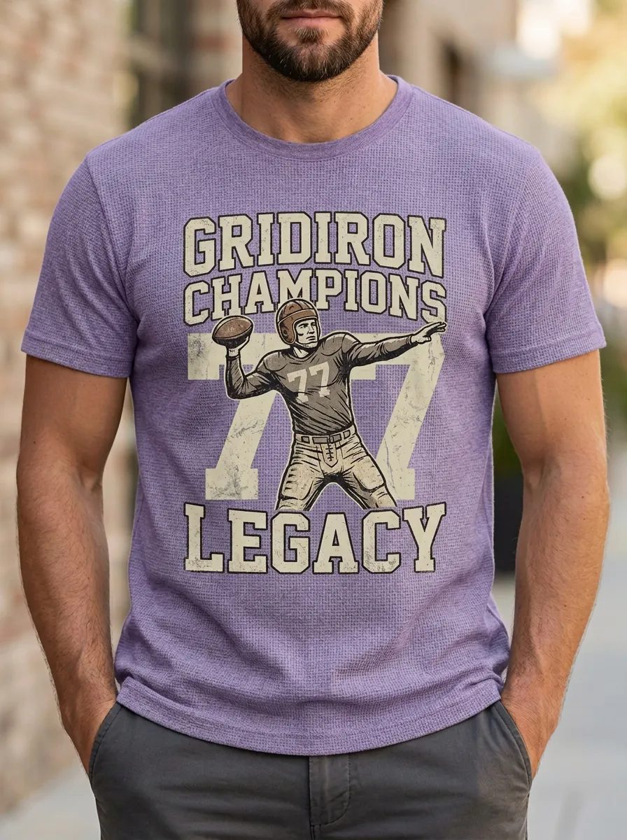 Men's American Football Gridiron Champions 77 Printed T-shirt