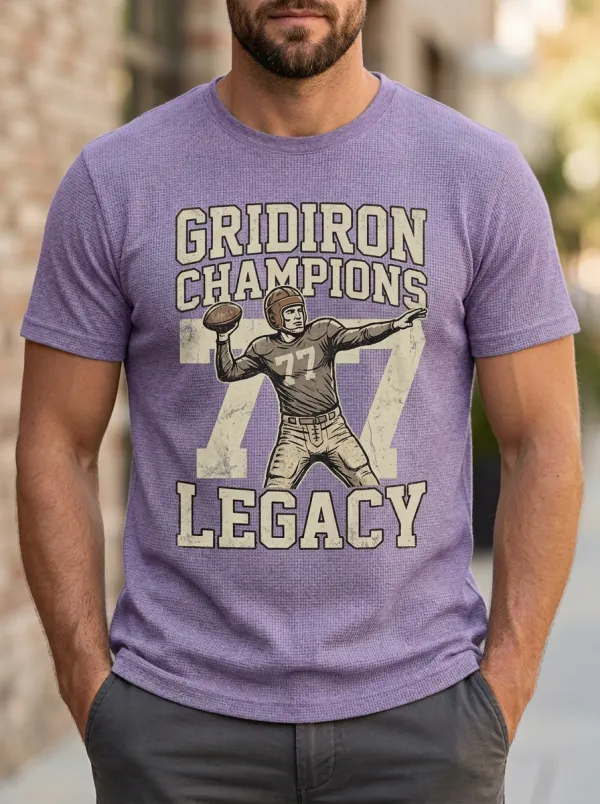 Men's American Football Gridiron Champions 77 Printed T-shirt