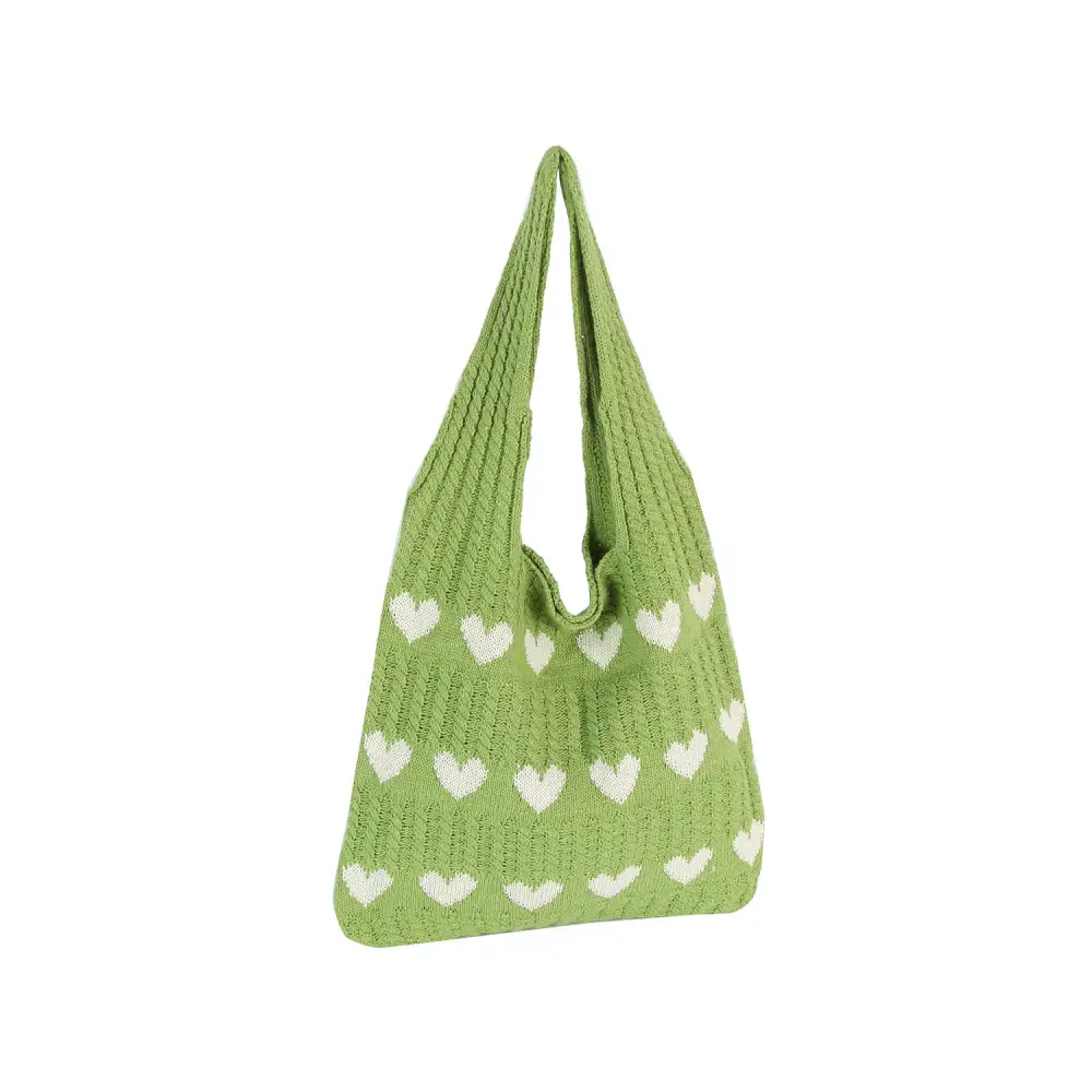 Heart Motif Crochet Knit Shoulder Bag