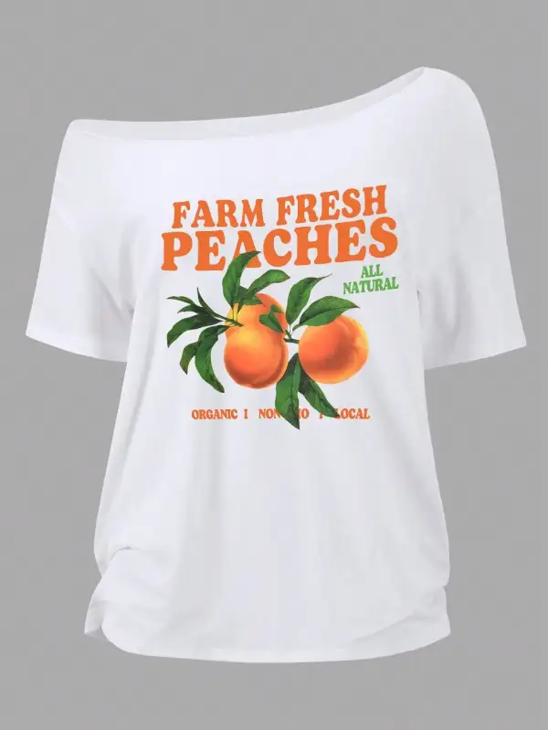Farm Fresh Peaches Off Shoulder T-Shirt