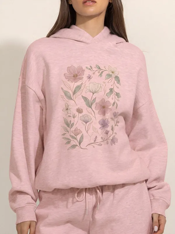 Women's Botanical Floral Art Printed Hoodie