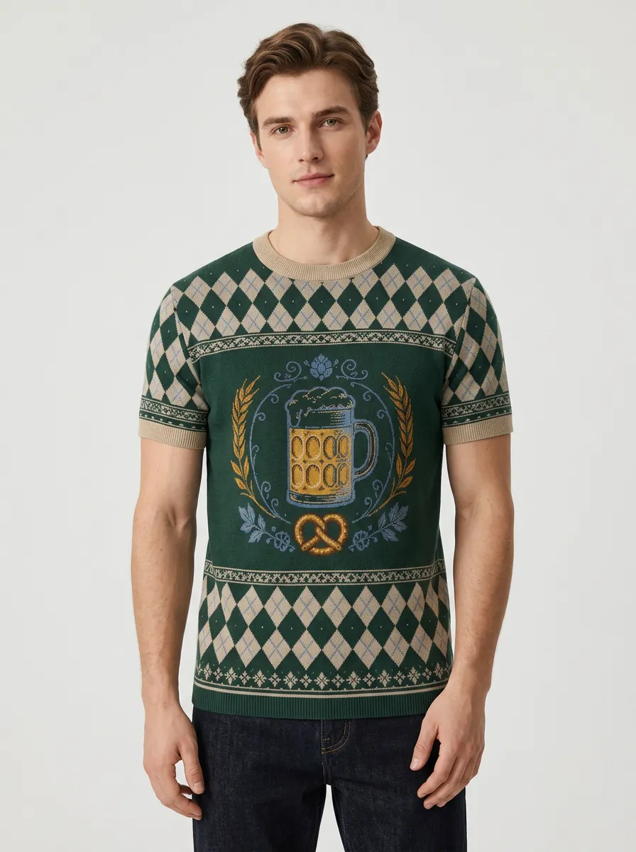 Traditional Motif Knit Short Sleeve