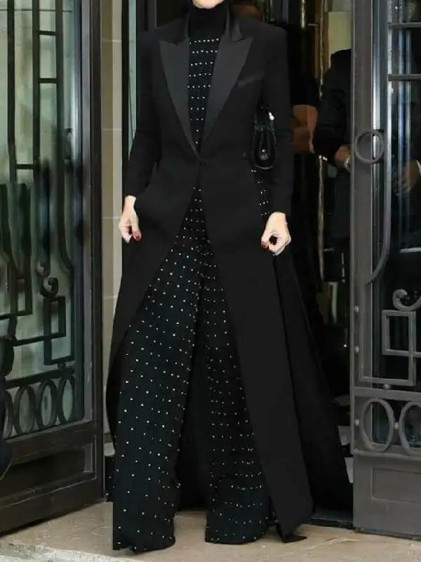 Long Sleeve Split Side Notched Collar Jacket