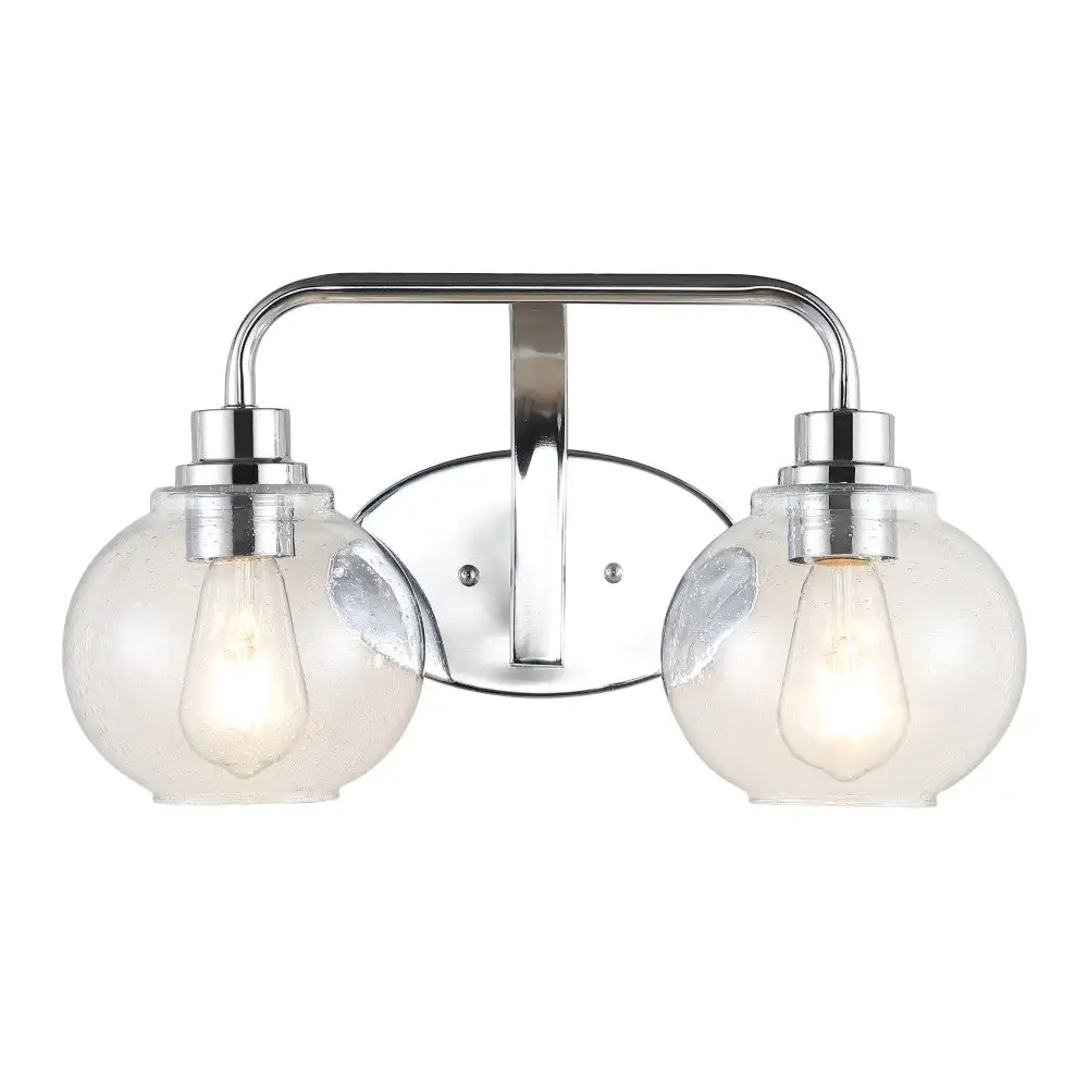Dual-Light Iron Seeded Glass Cottage Rustic LED Vanity Light