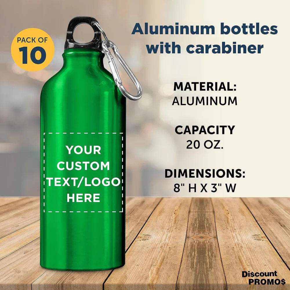 Custom Aluminum Water Bottles 20 oz. Set of 10