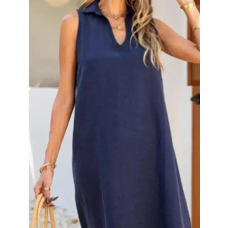 Full Size Side Slit Sleeveless Midi Dress Plus Size