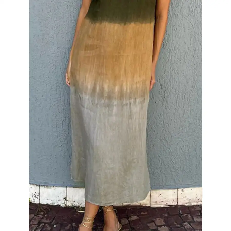 Full Size Sleeveless Gradient Tank Midi Dress Plus Size