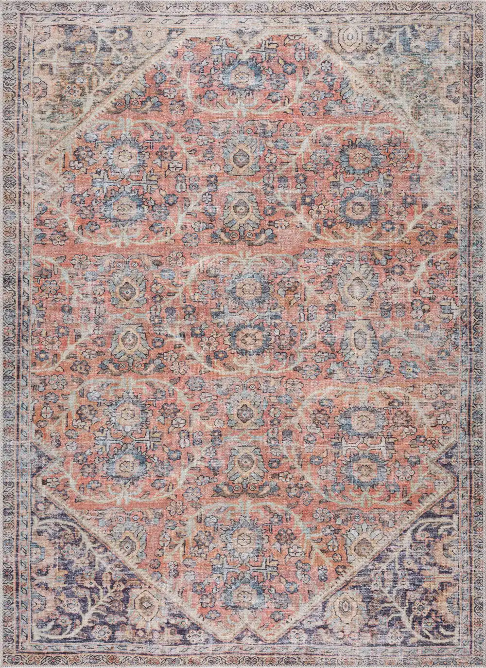 Artful Traditional Washable Cotton Area Rug
