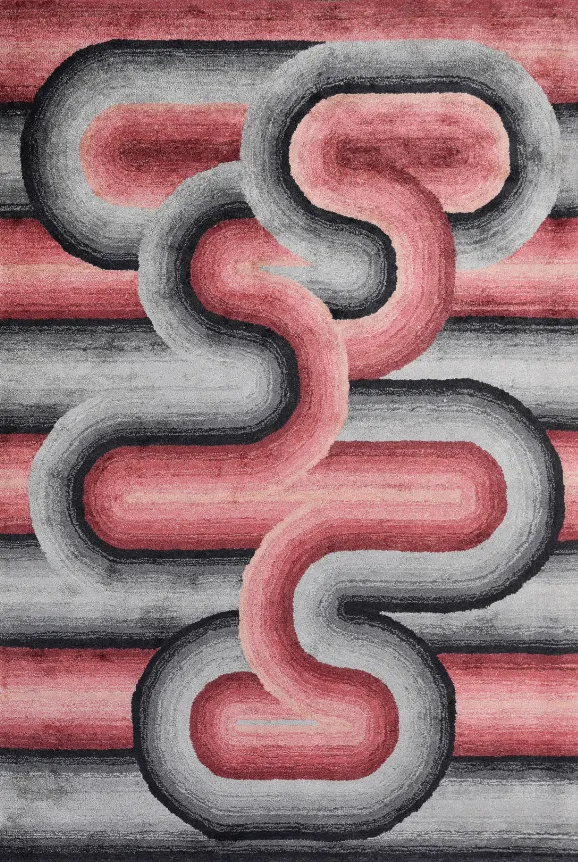 Hand Tufted Geometric Contemporary Bamboo Silk Silk Area Rug