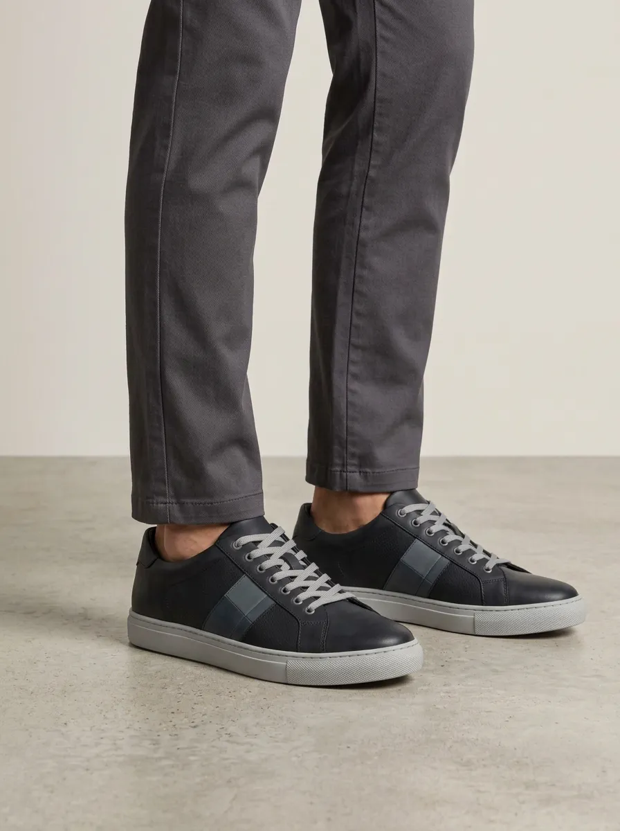 Men's Minimalist Perforated Stripe Printed Casual Shoes