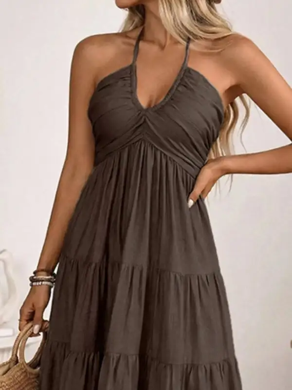 Tiered Halter Midi Dress