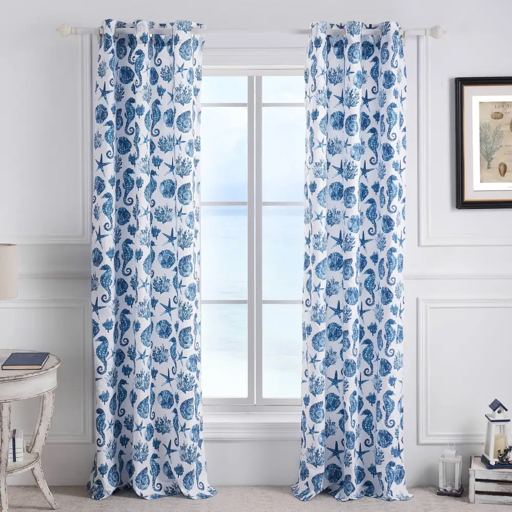 Polyester Solid Grommet Coastal Window Treatment
