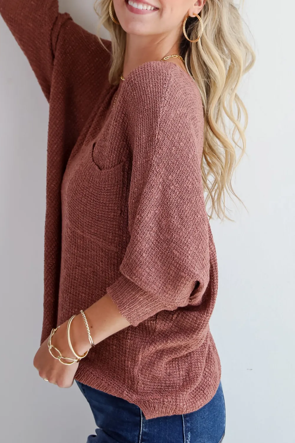 Brick Lightweight Knit Sweater