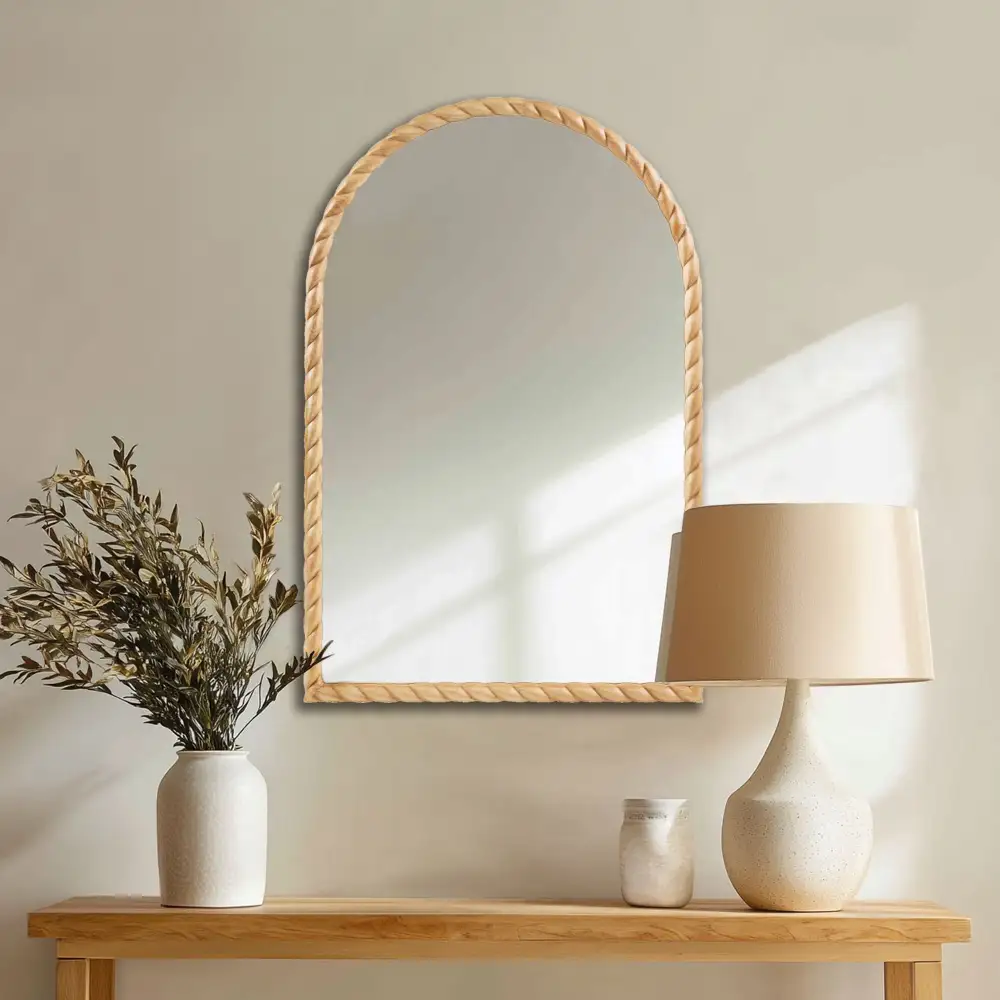 Braided Wood Arched Wall Mirror