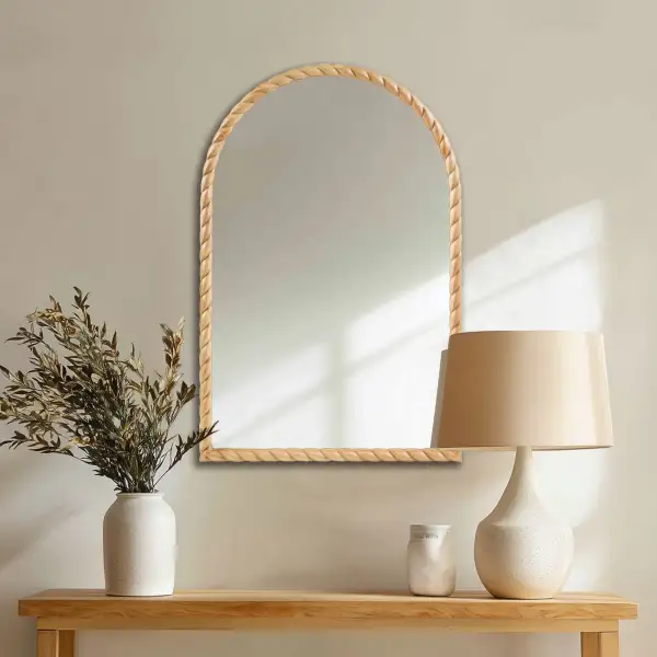 Braided Wood Arched Wall Mirror