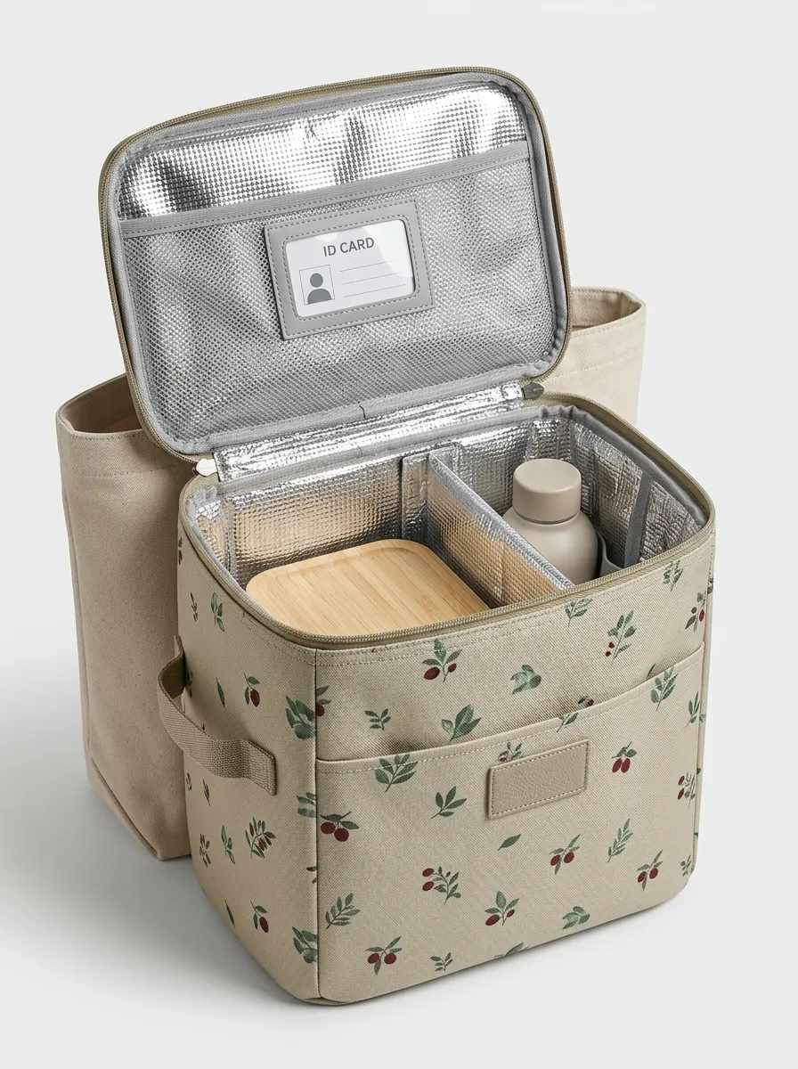 Botanical Olive Branch Printed Insulated Lunch Bag