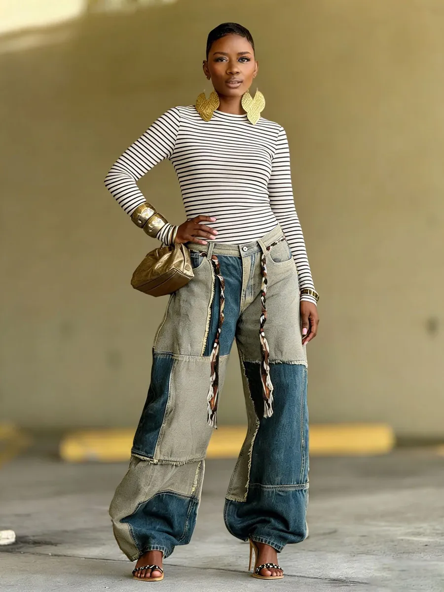 Cassidy Two-Tone Patchwork Jeans