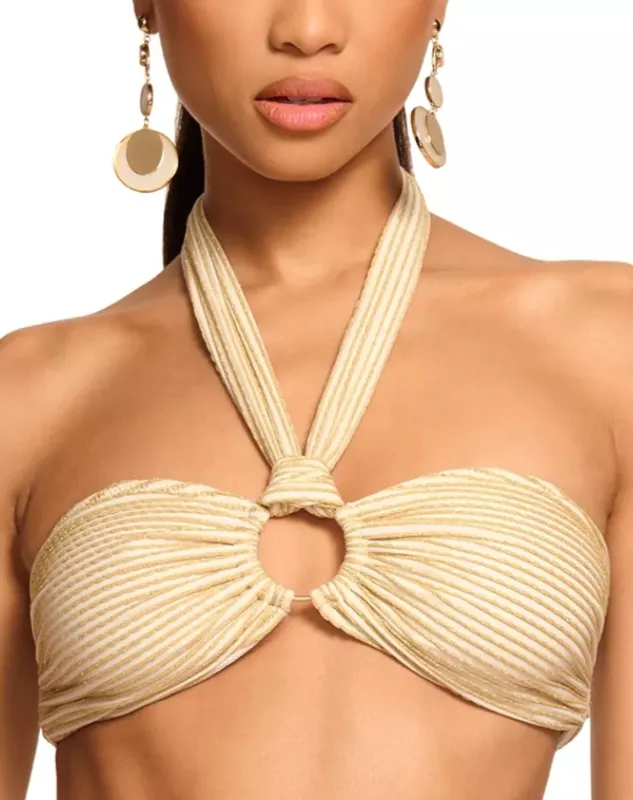 Metallic Textured Ribbed Bikini Top